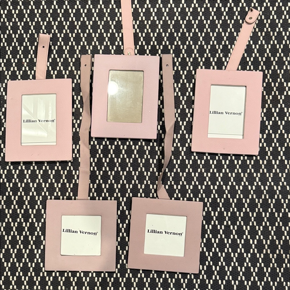Lillian Vernon Leather Pink/Lavender Hanging Frames Set of 4